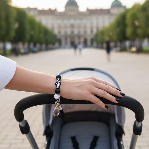 Mama Wristlet and Keychain Set, Checkered Black Mom Key Ring for Mom Birthday Gifts Mothers Day Gift in Kuwait