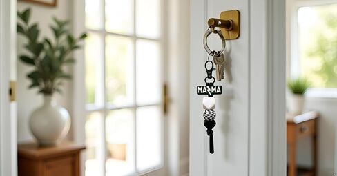 Mama Wristlet and Keychain Set, Checkered Black Mom Key Ring for Mom Birthday Gifts Mothers Day Gift in Kuwait