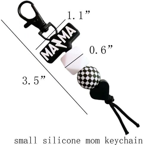 Mama Wristlet and Keychain Set, Checkered Black Mom Key Ring for Mom Birthday Gifts Mothers Day Gift in Kuwait