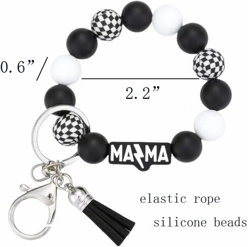 Mama Wristlet and Keychain Set, Checkered Black Mom Key Ring for Mom Birthday Gifts Mothers Day Gift in Kuwait