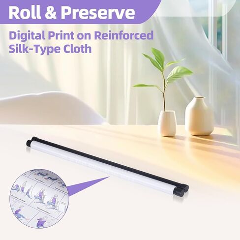 Chair Yoga Wall Chart 16.8*39.4"-31Poses for Seniors & Beginners – Fabric Poster with Hanging Rod & Rope – Durable, Foldable, and Easy to Display in Home or Office – Stretching & Mobility Guide in Kuwait