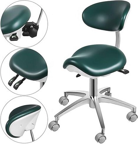 EustomA Standard Mobile Chair Saddle Doctor's Stool كرسي من جلد البولي يوريثان باللون الأخضر الداكن in Saudi Arabia