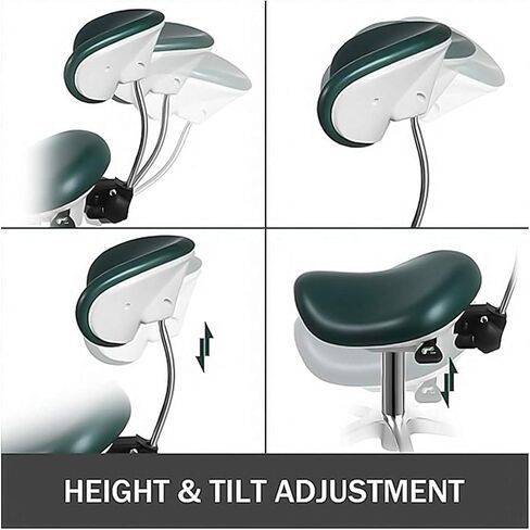EustomA Standard Mobile Chair Saddle Doctor's Stool كرسي من جلد البولي يوريثان باللون الأخضر الداكن in Saudi Arabia