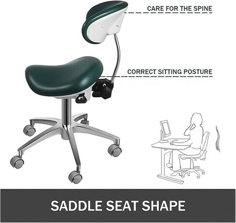 EustomA Standard Mobile Chair Saddle Doctor's Stool كرسي من جلد البولي يوريثان باللون الأخضر الداكن in Saudi Arabia