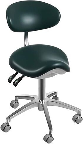 EustomA Standard Mobile Chair Saddle Doctor's Stool كرسي من جلد البولي يوريثان باللون الأخضر الداكن in Saudi Arabia