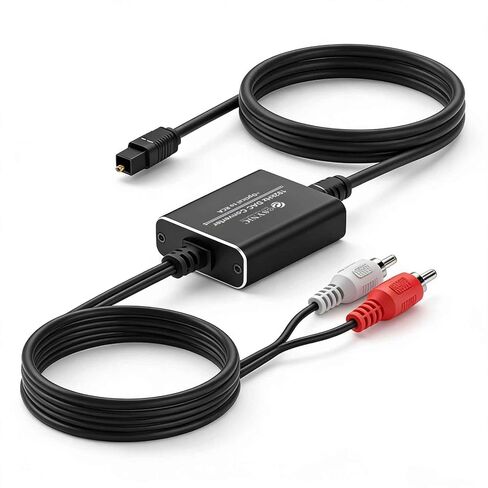 eSynic Portable Optical to RCA Adapter-6 FT Long-Built-in DAC Chip-Easy to Setup-192KHZ Digital to Analog Audio Converter-Aluminum Shell-from HDTV/Blu-ray/Gaming Consoles to L/R Stereo Audio System in Kuwait