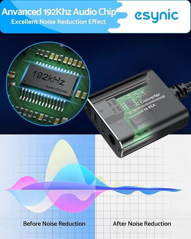 eSynic Portable Optical to RCA Adapter-6 FT Long-Built-in DAC Chip-Easy to Setup-192KHZ Digital to Analog Audio Converter-Aluminum Shell-from HDTV/Blu-ray/Gaming Consoles to L/R Stereo Audio System in Kuwait