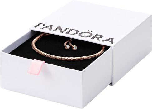 Pandora Moments Snake Chain Slider Bracelet - هدية لها - لحظات متوافقة Rose 14k وردة الذهب مطلي مع الزركونيا المكعبة - مع صندوق الهدايا - 11 " in Saudi Arabia