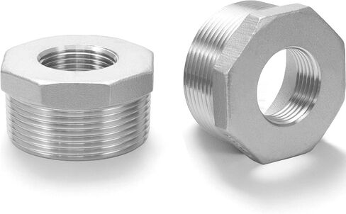 2 to 1 and 1/4 Stainless Steel Pipe Reducer Reducer Hex Bushing, NPT Male to Female Adapter, Stainless Steel Fitting for Plumbing, Gas Line, Air Compressor, Forged Connector(2 Pack) in Kuwait