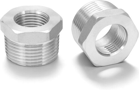 2 to 1 and 1/4 Stainless Steel Pipe Reducer Reducer Hex Bushing, NPT Male to Female Adapter, Stainless Steel Fitting for Plumbing, Gas Line, Air Compressor, Forged Connector(2 Pack) in Saudi Arabia