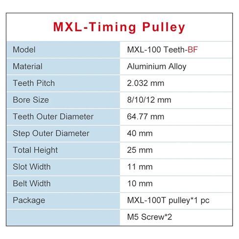 MXL-100T توقيت بكرة تتحمل حجم 8/10/12 مللي متر فتحة عجلة البكرة عرض 11 مللي متر تطابق مع عرض 10 مللي متر MXL- مؤقت اشتعال 1 قطعة (10 مللي متر) in Saudi Arabia