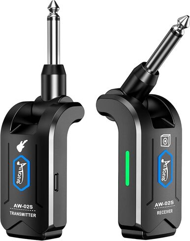 AITONE 5.8 جيجا هرتز جهاز استقبال جيتار لاسلكي 4 قنوات قابلة للشحن نظام جيتار لاسلكي بطول 65 قدمًا متفوقًا على 2.4 جيجا هرتز مضاد للتدخل لباس الجيتار الكهربائي (AW-02S) in Kuwait