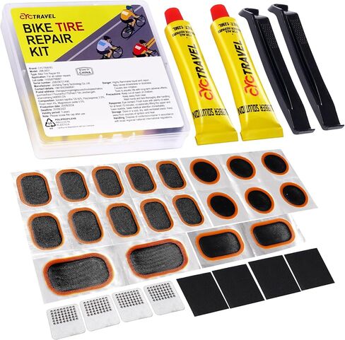 Bike Tire Repair Kit, Bicycle Inner Tube Puncture Patch Kits Contains 12 PSC Glueless Bike Tire Patch and Enhanced Material Tire Levers, Bike Patch Kit for Mountain and Road Bikes. in Kuwait