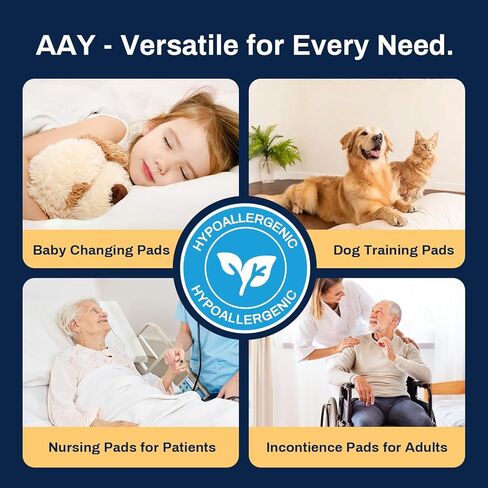 وسادات سرير للاستخدام مرة واحدة شديدة التحمل من AAY مقاس 91.44 سم × 111.46 سم (20 قطعة) وسادات سفلية داعمة من القماش مقاومة للتمزق، وسادات تبول كبيرة جدًا فائقة الامتصاص، وسادات تبول مقاومة للماء للبالغين وكبار السن والأطفال أو الجرو in Kuwait
