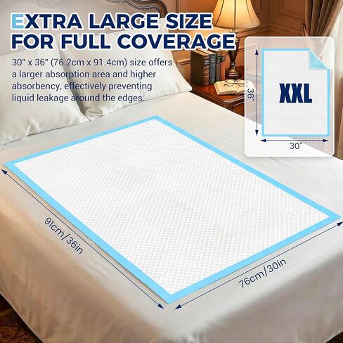 Heavy Duty Disposable Bed Pads 30"x36"- 50 Count Underpads for Incontinence Adults, Chucks Pads Super Absorbency & Leak-Proof Incontinence Bed Pads Disposable Pee Pads for Adults, Kids, Elderly in Saudi Arabia