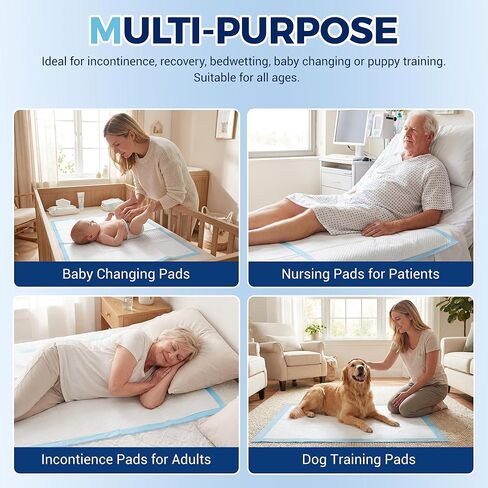Heavy Duty Disposable Bed Pads 30"x36"- 50 Count Underpads for Incontinence Adults, Chucks Pads Super Absorbency & Leak-Proof Incontinence Bed Pads Disposable Pee Pads for Adults, Kids, Elderly in Saudi Arabia