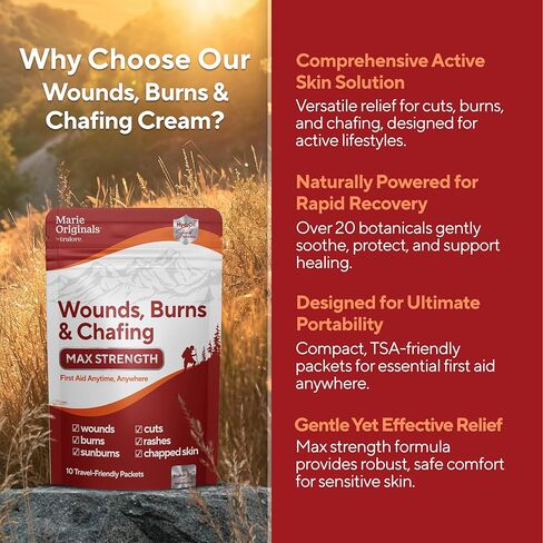 10 عبوات من أكياس ماري أوريجينالز للجروح والحروق والغضب، كريم الإسعافات الأولية المضاد للغضب بأقصى قوة للرجال والنساء مع نباتات طبيعية لأنماط الحياة النشطة، يهدئ البشرة الجافة والمتشققة أثناء التنقل in Kuwait