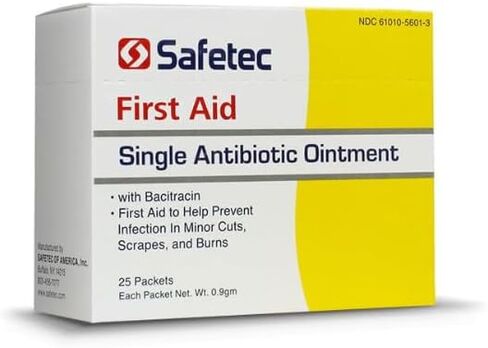 مرهم مضاد حيوي للإسعافات الأولية من Safetec 53305 - عبوات تستخدم لمرة واحدة للجروح البسيطة والعناية بالجروح (25 عبوة) in Saudi Arabia