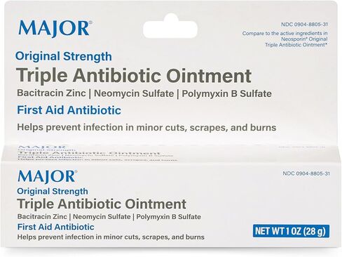 MAJOR Triple Antibiotic Ointment, First Aid Antibiotic for Infection Prevention in Minor Scrapes, Cuts, and Burns, Original Strength, 1 Oz Tube in Saudi Arabia