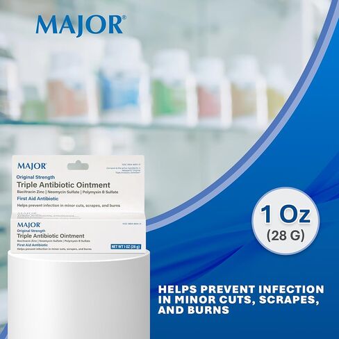 MAJOR Triple Antibiotic Ointment, First Aid Antibiotic for Infection Prevention in Minor Scrapes, Cuts, and Burns, Original Strength, 1 Oz Tube in Saudi Arabia