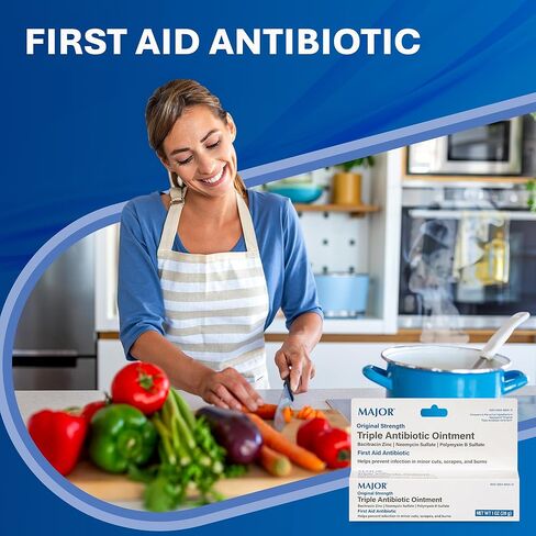 MAJOR Triple Antibiotic Ointment, First Aid Antibiotic for Infection Prevention in Minor Scrapes, Cuts, and Burns, Original Strength, 1 Oz Tube in Saudi Arabia