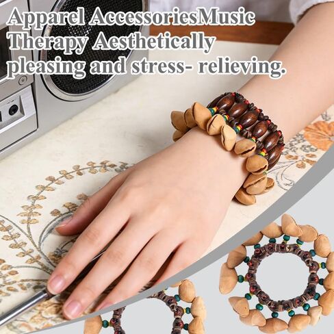 African Tribal Style Nut Shell Bracelets, Natural Seed Shell Dance Rattle Wristbands, Handmade Shaker Bells Percussion Instrument Accessories for Dance, Yoga, ASMR, African Drum Accompaniment in Kuwait