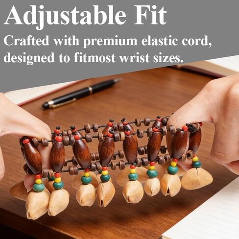 African Tribal Style Nut Shell Bracelets, Natural Seed Shell Dance Rattle Wristbands, Handmade Shaker Bells Percussion Instrument Accessories for Dance, Yoga, ASMR, African Drum Accompaniment in Kuwait