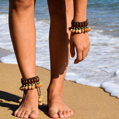 African Tribal Style Nut Shell Bracelets, Natural Seed Shell Dance Rattle Wristbands, Handmade Shaker Bells Percussion Instrument Accessories for Dance, Yoga, ASMR, African Drum Accompaniment in Kuwait