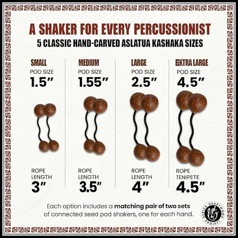 Africa Heartwood Project African Aslatua Kashaka Set 2 - Authentic Handcrafted Swawa Seed Pod Shakers, Small 1.5" Pods with 3" Rope, Traditional Polyrhythmic Percussion Instrument in Kuwait