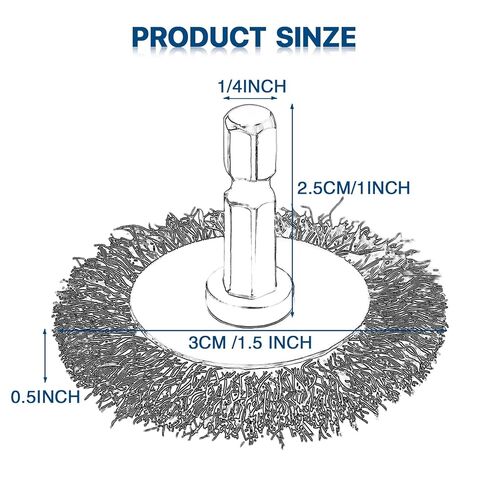 1.5 بوصة فرش سلكية للمثقاب، مجموعة فرش سلكية من الفولاذ المقاوم للصدأ مع ساق سداسية 1/4 بوصة، 9 قطع (قطر 38 مم) in Kuwait
