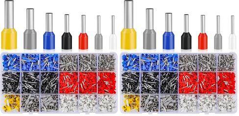 XHF 2100 PCS AWG 22/0.4mm²- AWG 10/6.0mm² Wire Ferrules Kit Insulated Copper Crimp Connectors, Crimp Pin Cord End Terminals in Kuwait