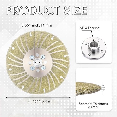 Zhehao Electroplated Diamond Grinding Wheel, 4-1/2" M14 Thread Angle Grinding Wheel Indestructible Multitool Diamond Blade Disc for Cutting Concrete Marble Shaping Porcelain Stoneware Tile Granite in Saudi Arabia