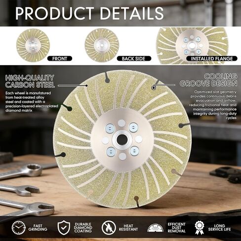 Zhehao Electroplated Diamond Grinding Wheel, 4-1/2" M14 Thread Angle Grinding Wheel Indestructible Multitool Diamond Blade Disc for Cutting Concrete Marble Shaping Porcelain Stoneware Tile Granite in Saudi Arabia