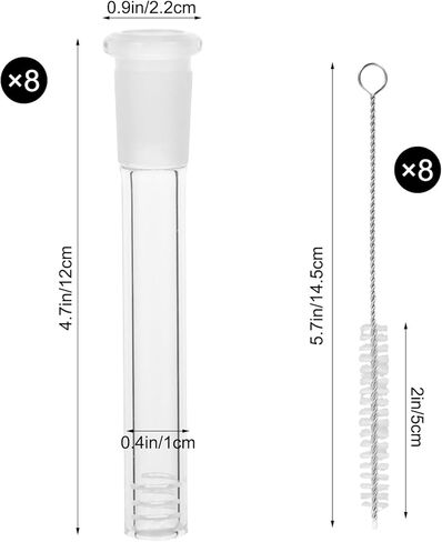 120mm Thick Borosilicate Glass Tubes Compatible Down Glass Tube, 14mm Glass Tube Stem Drying Tube Smooth Interior 8PCS with Cleaning Brushes Heat for Home and Kitchen in Saudi Arabia