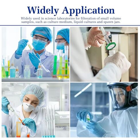 50 Pack Syringe Filter Sterilized PTFE Hydrophilic Filtration 0.22um Pore Size, 33mm Membrane Individually Packed in Kuwait