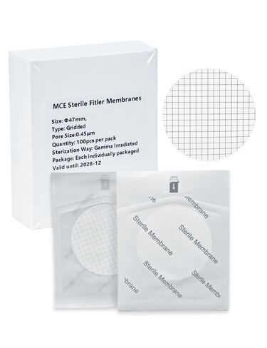 Sterile Gridded MCE Membrane Filters, Diameter 47mm,Pore Size 0.45μm, Individually Packed, Mixed Cellulose Esters for Microbiology & Colony Counting, 100 Pack by LVDALAB in Kuwait