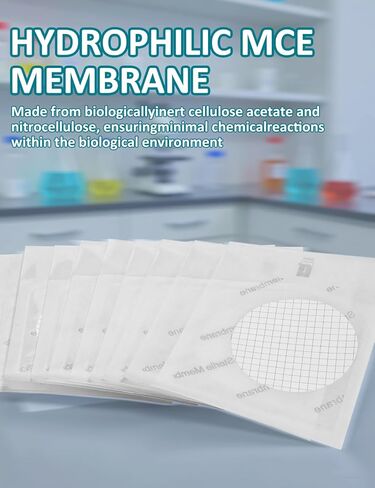 Sterile Gridded MCE Membrane Filters, Diameter 47mm,Pore Size 0.45μm, Individually Packed, Mixed Cellulose Esters for Microbiology & Colony Counting, 100 Pack by LVDALAB in Kuwait