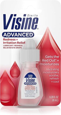 Visine Advanced Redness + Irritation Relief Eye Drops to Cool & Moisturize Dry, Irritated & Red Eyes, 0.28 fl. oz in Kuwait