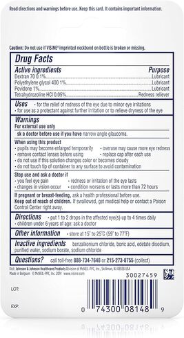 Visine Advanced Redness + Irritation Relief Eye Drops to Cool & Moisturize Dry, Irritated & Red Eyes, 0.28 fl. oz in Kuwait