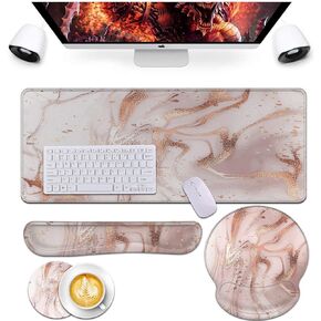 Bxgolkgd Keyboard Wrist Rest and Mouse Pad Wrist Support Set,Ergonomic Memory Foam Wrist Pad & Non Slip Base for Home Office Working Studying Easy Typing,Pain Relief,Black and White Leopard Print