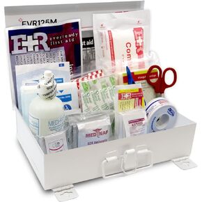 Ever Ready First Aid 107 Piece 25 Person First Aid Kit with Metal Case, OSHA Compliant