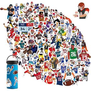 Football Stickers Water Bottle Stickers Computer Laptop Stickers Vinyl Stickers Pack Gift Stickers, Waterproof Stickers for Kids Boys Girls Teens Laptop