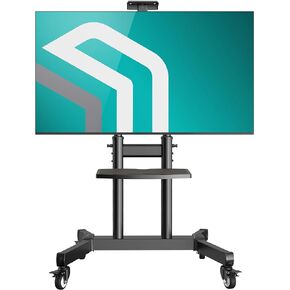 ONKRON Mobile TV Stand on Wheels for 50-90 Inch Screens, Portable TV on Wheels up to 198.4 lbs - Adjustable Rolling TV Stand Max VESA 800x600 / Mobile TV Cart with Wheels Tilt Black