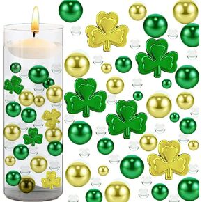 10076 Pieces St. Patrick's Day Vase Filler Shamrocks Ornament for Vase Filler Floating Pearls for Vases Floating Centerpiece for St. Patrick's Day Festival Party Table Decor