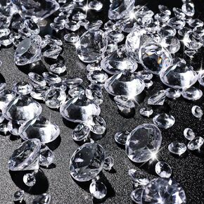 DomeStar 1,000PCS Diamond Decorations, Clear Diamonds Vase Fillers Fake Diamonds Acrylic Gems Crystals for Wedding Table Scatters Party