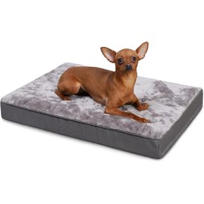 Dog Crate Bed Waterproof Deluxe Plush Dog Beds with Removable Washable Cover Anti-Slip Bottom Pet Sleeping Mattress for Large, Medium, Jumbo, Small Dogs, 35 x 22 inch, Gray