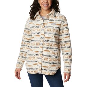 Columbia Women's Benton Springs Shirt Jacket, Chalk Checkered Peaks, X-Small White