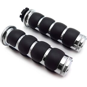 HTTMT- TRHB114C-25 - Chrome 1" 25mm Rubber Hand Grip Compatible with Harley Davidson FXDWG Dyna Wide Glide