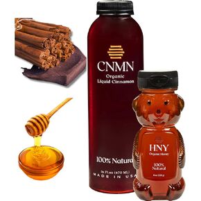 Liquid Cinnamon Honey Blend (Made in USA) — Natural Cough Syrup to Boost Immunity, Relieve Cold, Cough, Flu & Sore Throat — Ceylon Cinnamon (16 oz) and Honey (8 oz) for Kids and Adults by True Vine in Kuwait