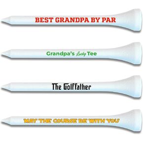 Best Dad Golf Tees or Best Grandpa Golf Tees - Set of 40 Golf Tees in Bulk - Golf Tee Gift Set Dads Lucky Tee